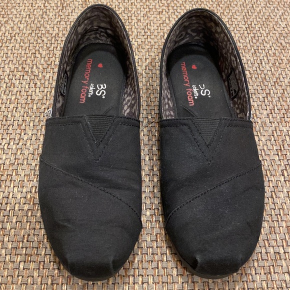 Skechers BOBS 8.5 Black Memory Foam Slip On Shoes - Picture 2 of 9